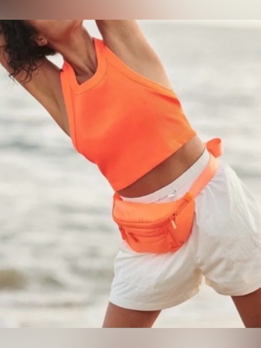 Free People Movement Game Time Ribbed Crop Top, Bright Orange, Size Small